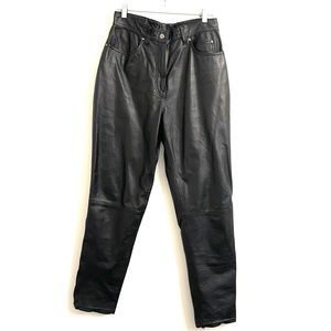 Harley Davidson vintage woman high waist black Leather taper Pants
